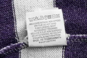 Care clothing label