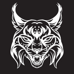 Vector head of mascot lynx isolated on black