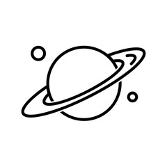 Saturn planet flat icon. Pictogram for web. Line stroke. Isolated on white background. Vector eps10