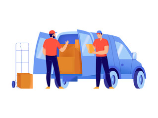 Couriers Loading Van Composition