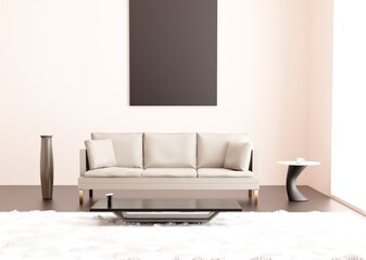 beautiful interior in a loft style with light shades