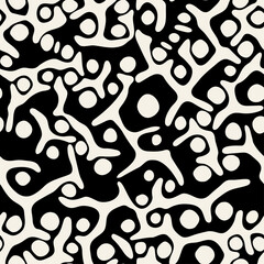 Vector seamless pattern. Abstract grunge texture with monochrome fluid stains. Creative background with blots. Decorative design with marble effect. Can be used as swatch for illustrator