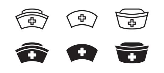 Nurse hat icon set. Vector graphic illustration. Suitable for website design, logo, app, template, and ui. 