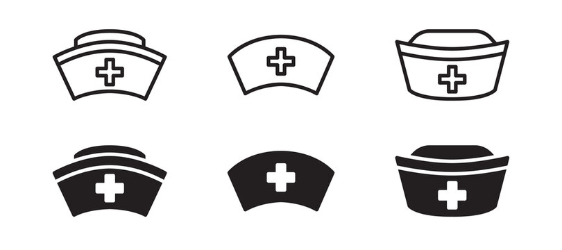 Nurse hat icon set. Vector graphic illustration. Suitable for website design, logo, app, template, and ui. 
