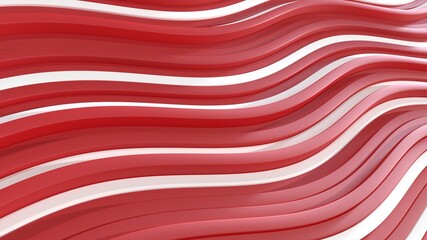 3d render Smooth red and white lines