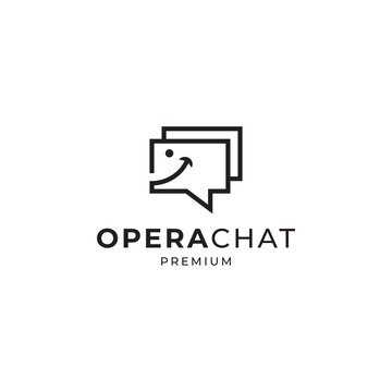 opera mask chat logo vector icon illustration line style