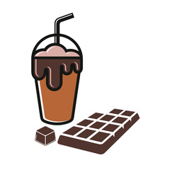 illustration of chocolate drink ice, vector art.