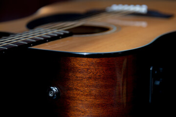 Obraz na płótnie Canvas acoustic guitar close up