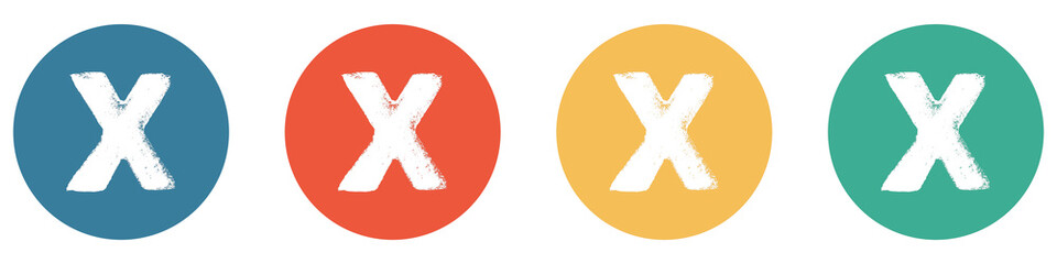 Fototapeta premium Bunter Banner mit 4 Buttons: Buchstabe X