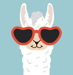 Head Alpaca funny cartoon vector