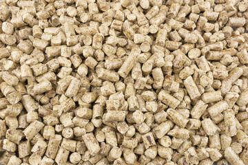 Wood litter for animal toilet close-up, background
