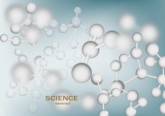 molecule illustration over blue background with copyspace for your text