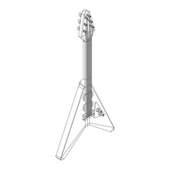 Electric guitar musical instrument. Wireframe low poly mesh vector illustration.