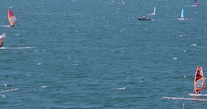 Windsurfing Surfing Water Sport at Lake Garda Italy