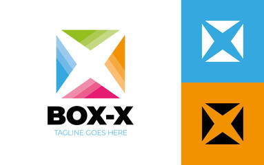 Letter X logo, Square shape symbol, digital square sport colorful vector logotype