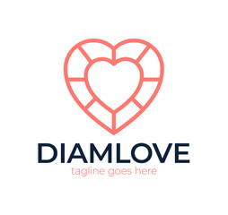 love diamond logo icon design template sign. Modern diamond heart love logo icon vector template