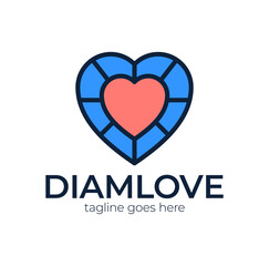 love diamond logo icon design template sign. Modern diamond heart love logo icon vector template
