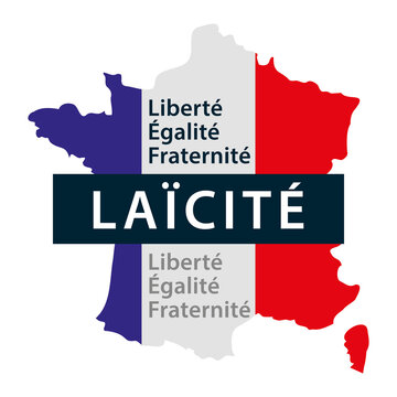 Laïcité. France laïque aux couleurs du drapeau français. Liberté égalité fraternité. Illustration vectorielle.