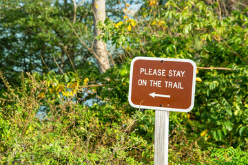 Stay on Trail Sign at Bahia Honda State Park in the Florida Keys. March 2021