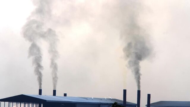 Pipes pollute industry  with smoke  pollution from industrial factory ,global warming concept