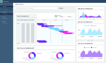 Blue dashboard for Business Intelligence