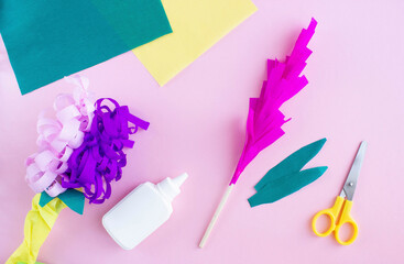 DIY How to make flowers from colored corrugated paper with your own hands, congratulations on mother's day, on birthday, step by step, step 8