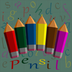 Geometric pattern.Constructor from different shapes. You can change and recolor objects. An image of a stylized pencil. Useful for textiles, packaging, advertising.