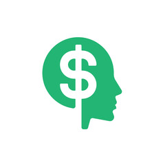 Dollar Head Finance Money Symbol. Web Icon Logo Template Design Element.