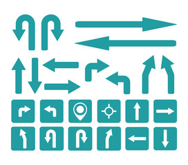 Green arrows. Vector illustration. Graphic set.