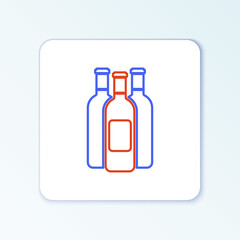 Line Bottles of wine icon isolated on white background. Colorful outline concept. Vector.