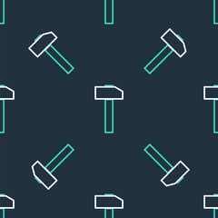 Line Hammer icon isolated seamless pattern on black background. Tool for repair. Vector.