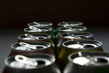 macro of opened cans