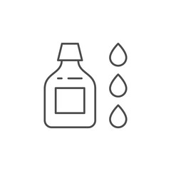 Bottle and drops line outline icon