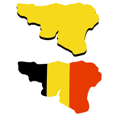 Map Of Wallonia. Region and flag of Belgium. Geography of Europe. State national symbol.