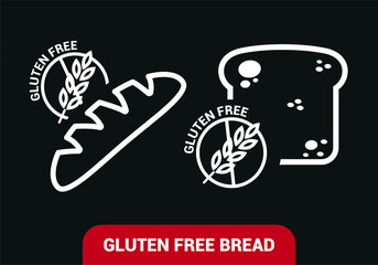 Vector image, icon of a loaf of bread and a gluten-free toast.