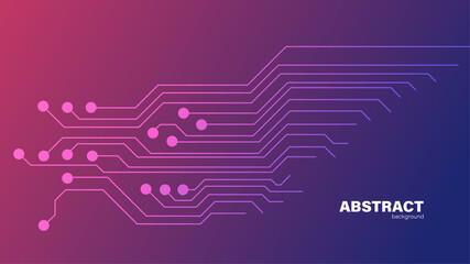 Abstract pink and blue with circuit background with copy space, vector.