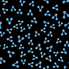 Fototapeta premium Line Share icon isolated seamless pattern on black background. Share, sharing, communication pictogram, social media, connection, network, distribute sign. Vector.