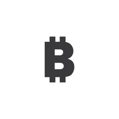Bitcoin symbol icon, black and white design. Crypto payment. Vector illustration