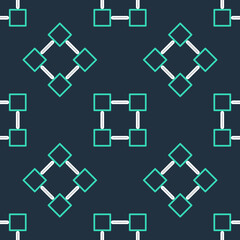 Line Blockchain technology icon isolated seamless pattern on black background. Cryptocurrency data. Abstract geometric block chain network technology business. Vector.