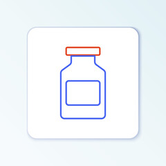 Line Medicine bottle icon isolated on white background. Bottle pill sign. Pharmacy design. Colorful outline concept. Vector.