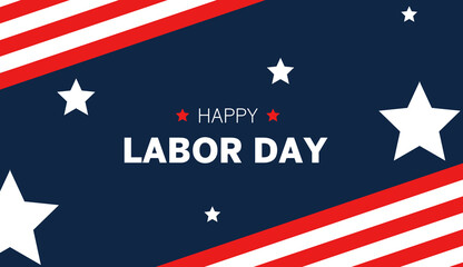 USA Labor Day greeting card with American Flag Border and Stars in United States national flag colors and text Happy Labor Day