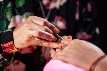 Sculpture acrylic nail technique process