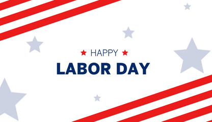 Obraz premium USA Labor Day greeting card with American Flag Border and Stars in United States national flag colors and text Happy Labor Day
