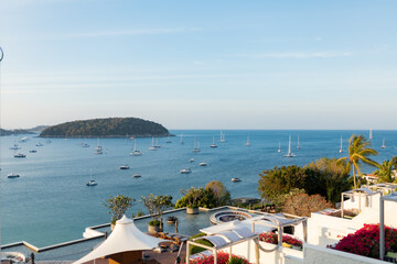 Fototapeta na wymiar view of the sea with many yachts in sea