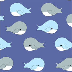 Fototapeta premium vector sea whales pattern wallpaper background illustration