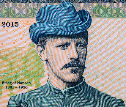 Fridtjof Nansen (1861 - 1930). Norwegian explorers.  Portrait from Greenland  Banknotes.