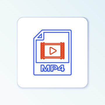 Line MP4 file document. Download mp4 button icon isolated on white background. MP4 file symbol. Colorful outline concept. Vector.