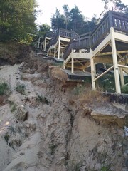 steep descent from the stairs on the rocks