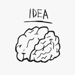 Vector human brain illustration  isolated on white. Business idea concept