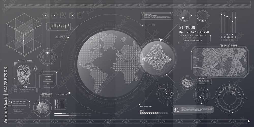 Poster a set of thin elements on the topic of planetary search.